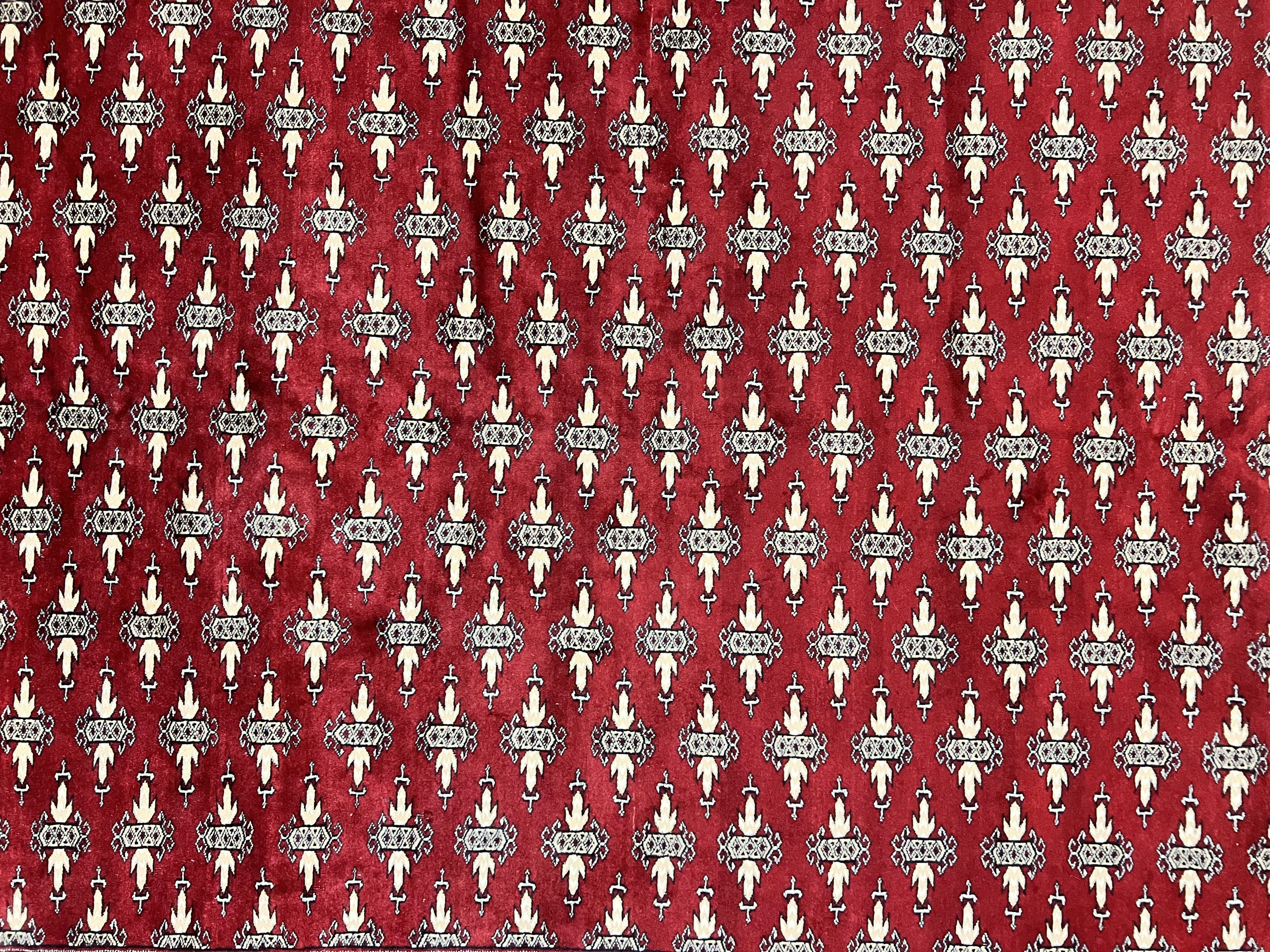 Pakistani Turkoman Bokhara Rug 6x9, Fine Wool Vintage Hand Knotted Handmade Yamud Oriental Carpet 6 x 9, Red Turkoman Rug, Tribal Rug