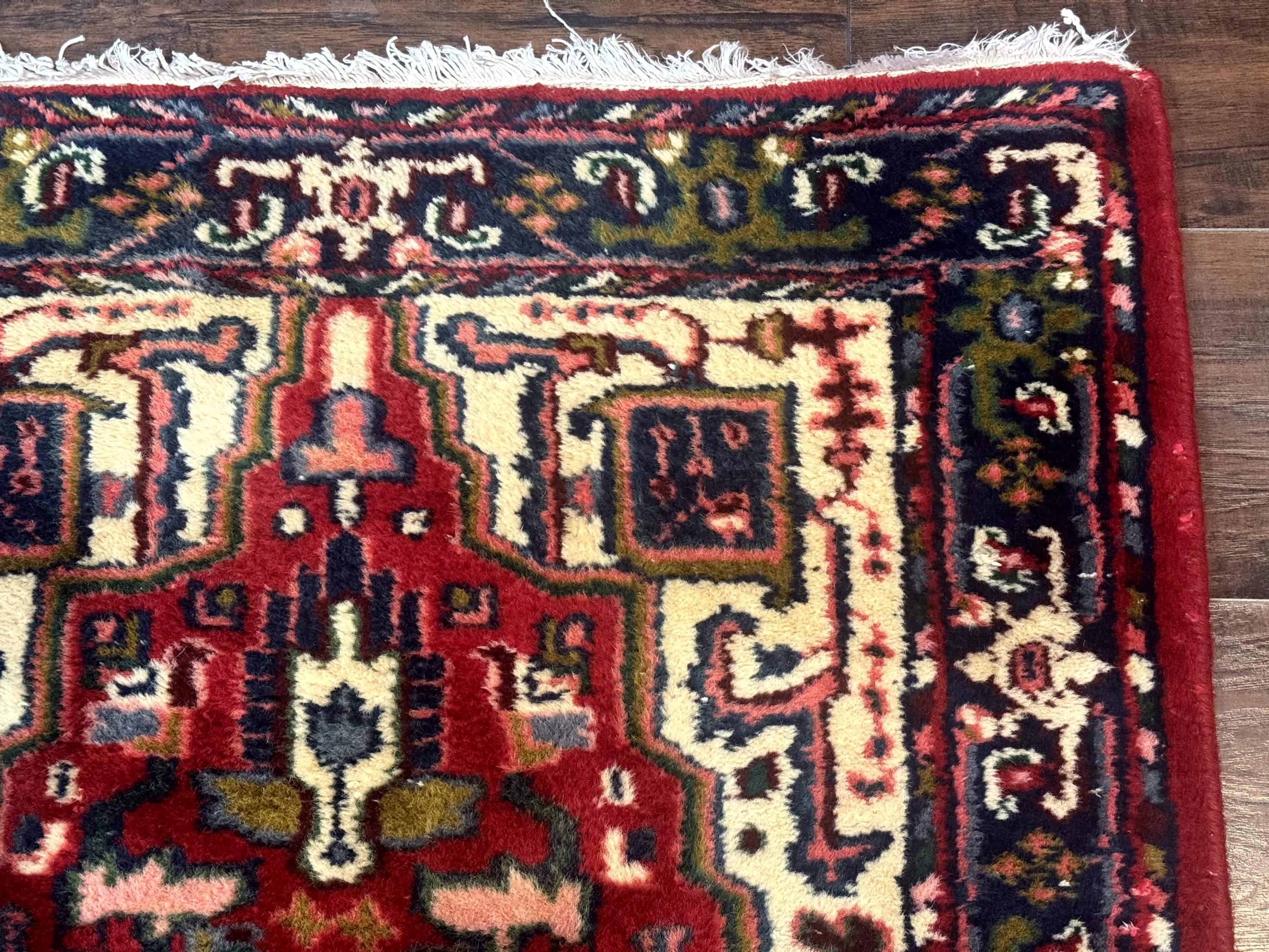 Indo Persian Heriz Runner Rug 3 x 17, Geometric Long Runner Carpet for Hallway, Medallions, Wool Runner Rug 3x17