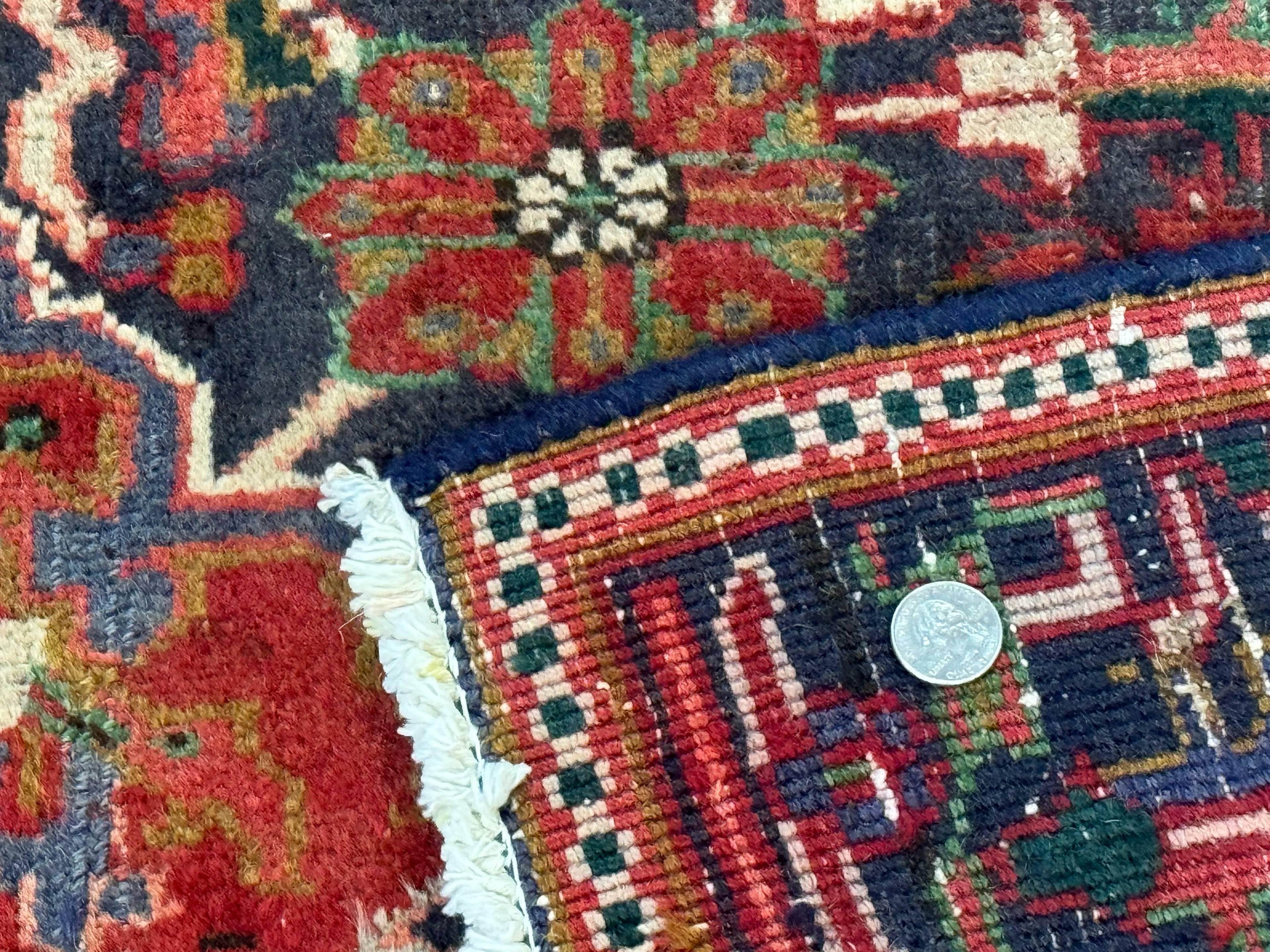 Persian Heriz Rug 6.6 x 9, Geometric Wool Persian Carpet