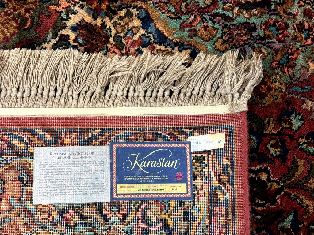 5.9 x 9 Karastan Rug Multicolor Panel Kirman #717, Original 700 Series, Wool