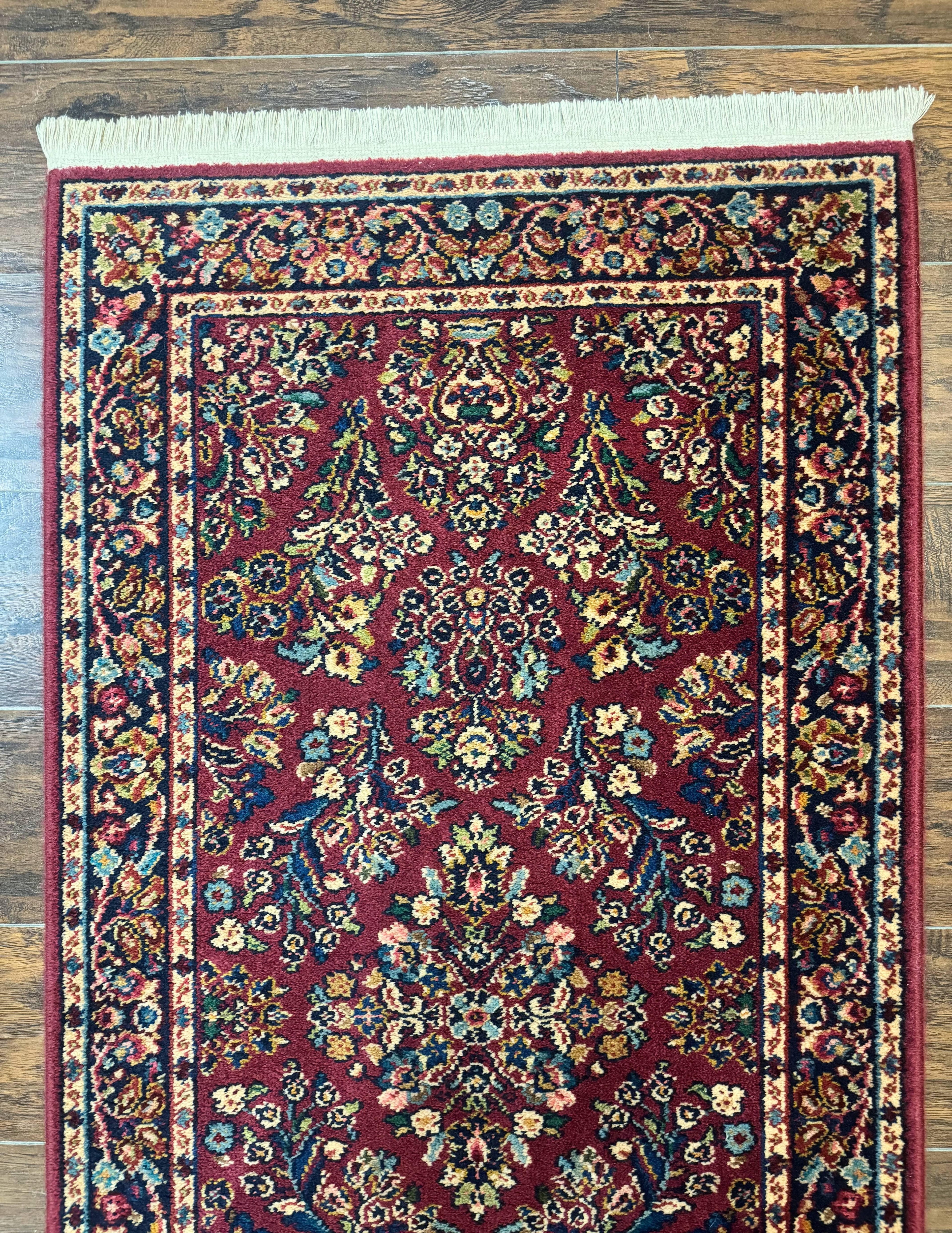 Karastan Runner Rug 2.6 x 8.6, Red Sarouk #785, Original 700 Series, Wool Karastan Runner Rug, Rare