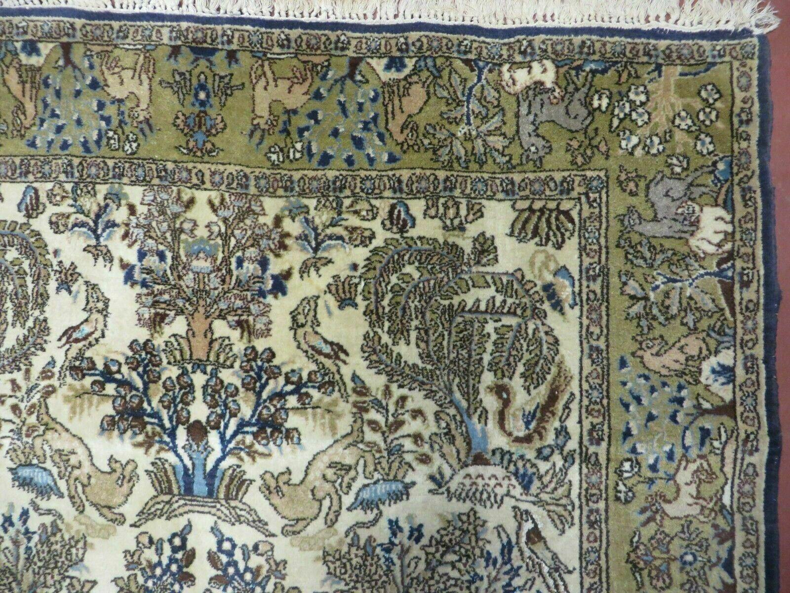 4' X 6 Handmade India Oriental Fine Pictorial Tree Of Life Wool Silk Rug Wow