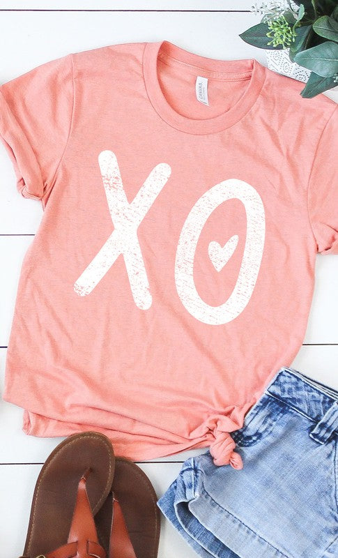 Distressed XOXO Heart Graphic Tee T-Shirt