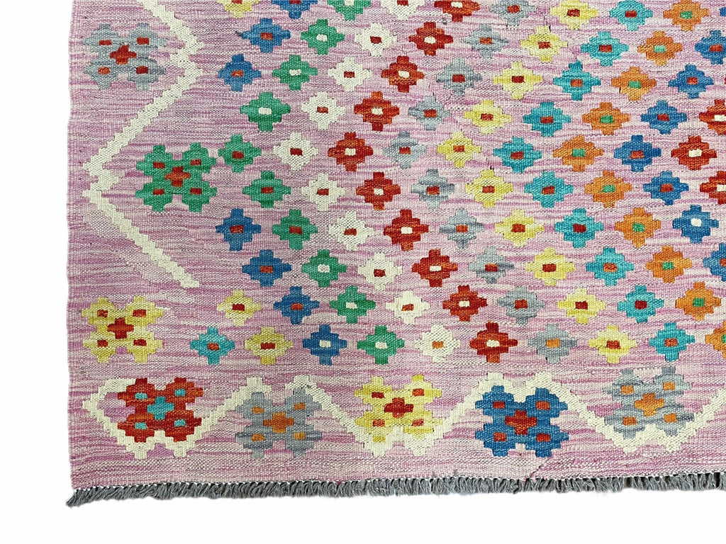 Pink Kilim Rug 6x8 Colorful Turkish Kilim Rug 6 x 8 Flat Weave Kilim Playful Kilim Multicolor Anatolian Chobi New Kilim