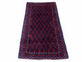 2' 8" X 4' 6" Vintage Handmade Tribal Wool Rug Balouchi Rug Afghan Rug Red Blue