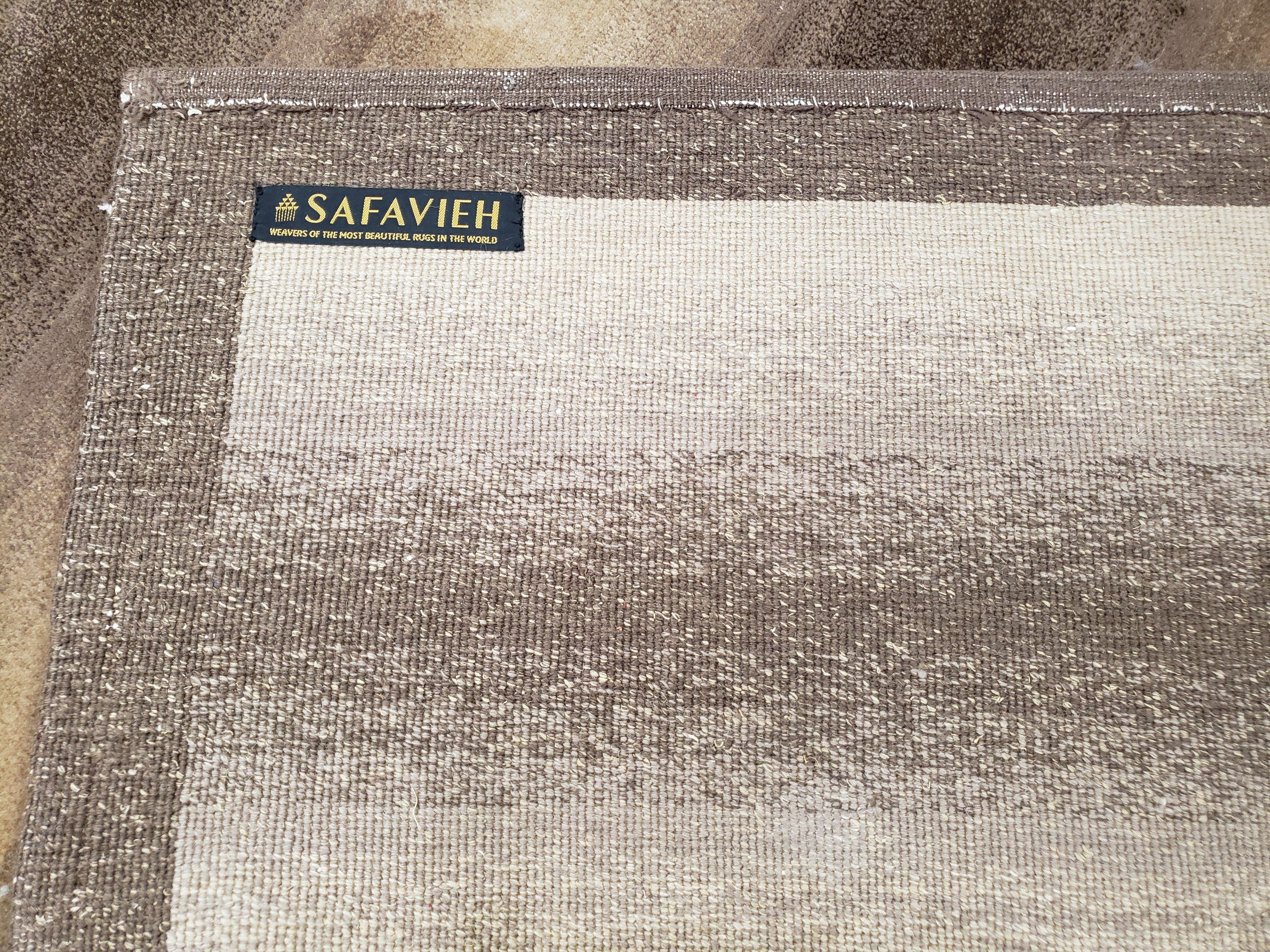 Vintage Safavieh Tibetan Indian Rug 6x9, Nepal Rug, Handmade, Striped Rug, Brown & Beige, 6x9 Oriental Carpet, Wool, Soft