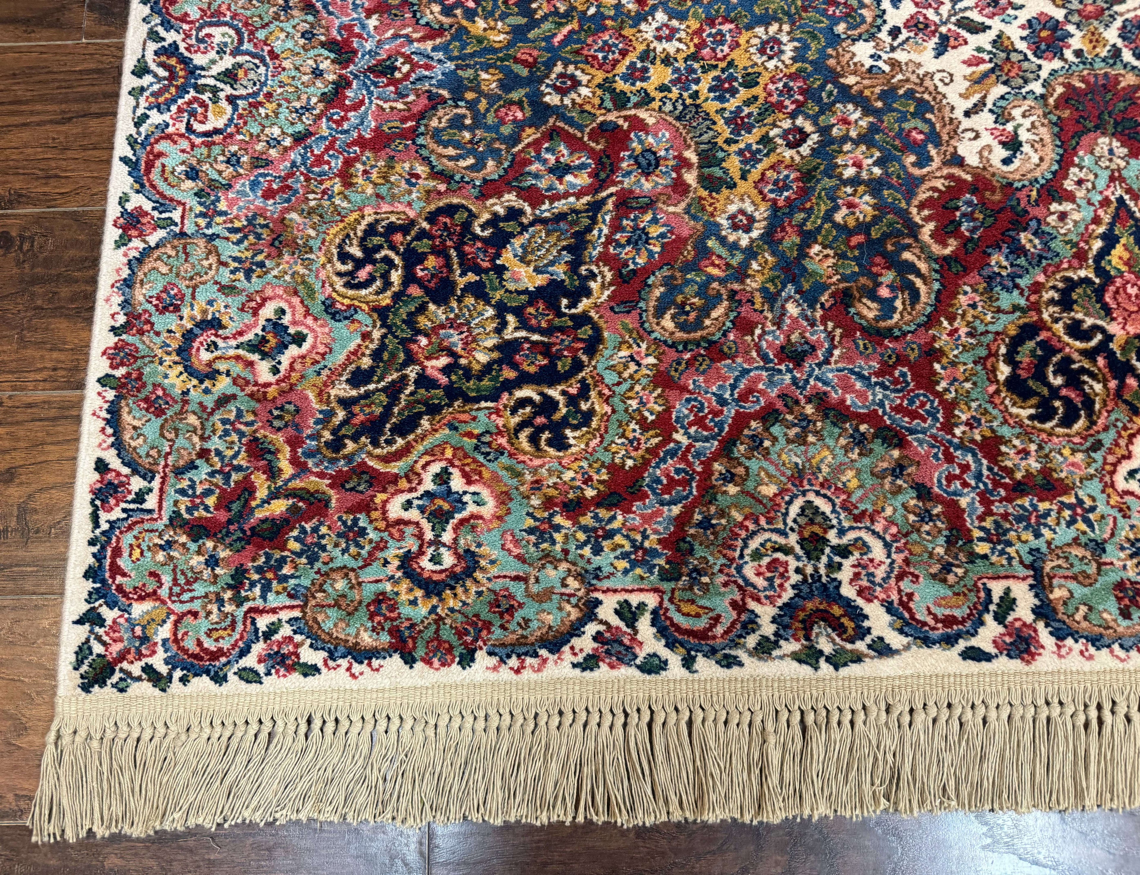 Karastan Rug #742 Floral Kirman 8.8 x 12, Wool Pile, Vintage Original Series, Rare