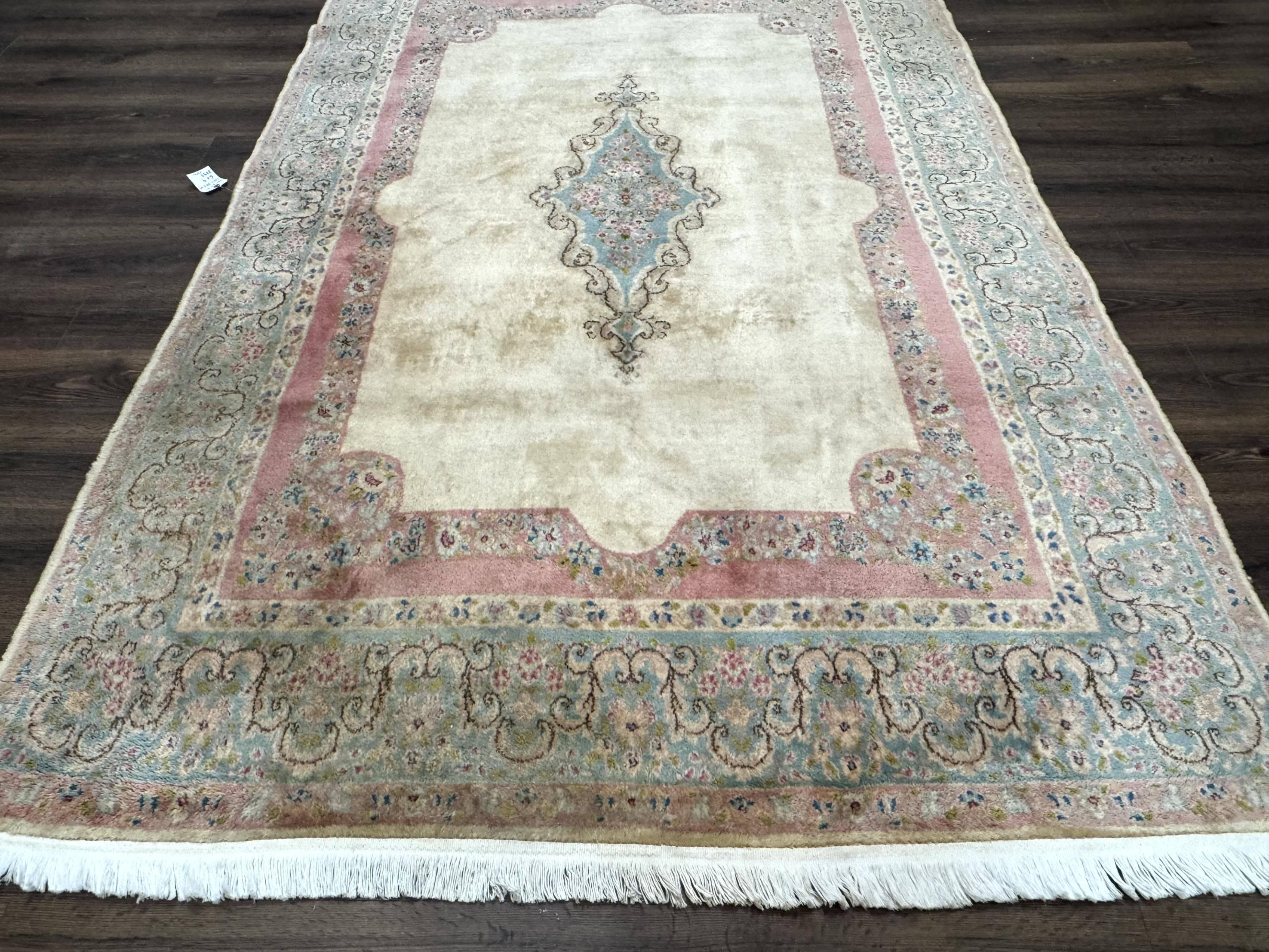 Persian Kerman Rug 6x9, Pastel Colors, Semi Open Field