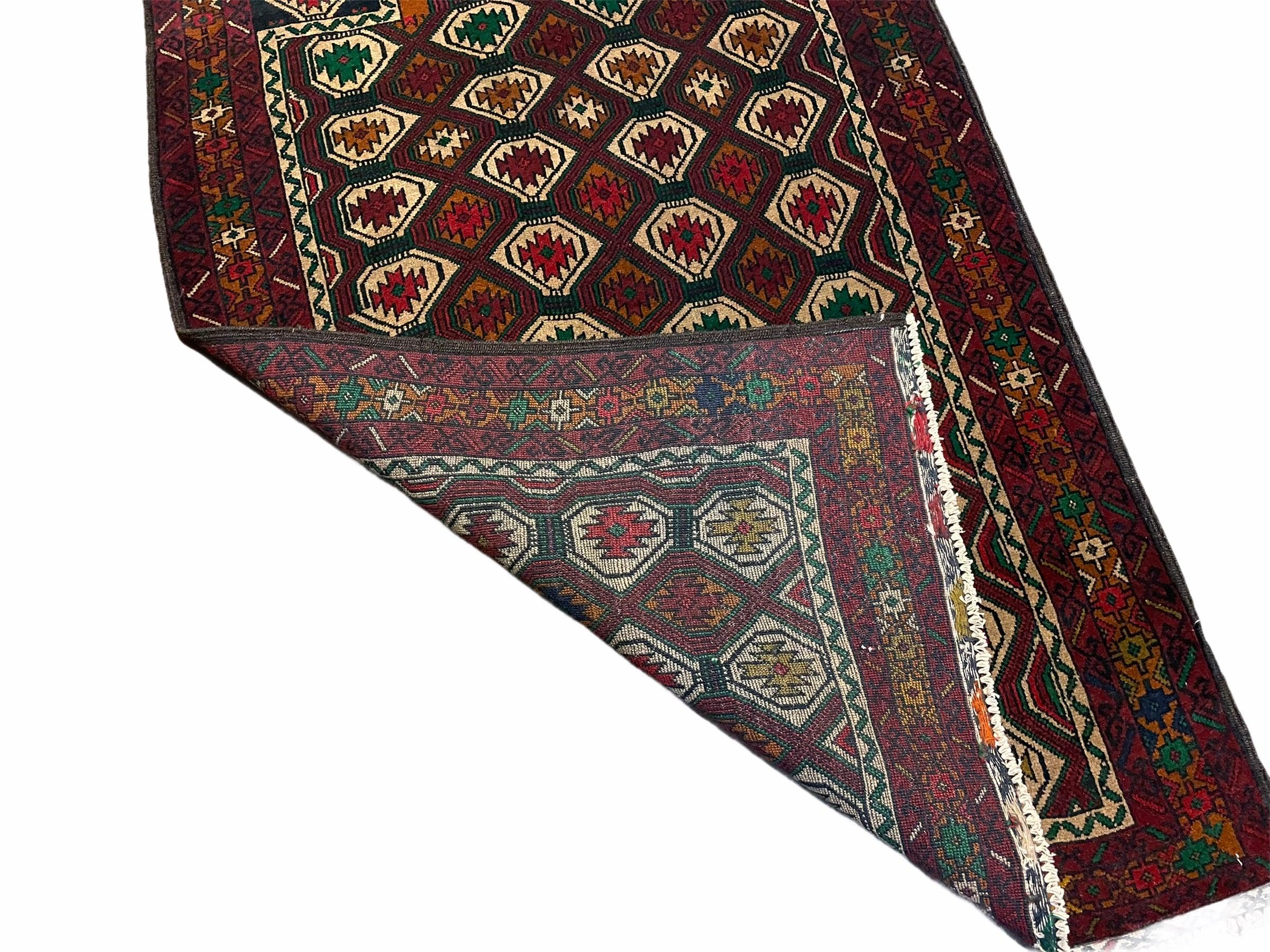 3x5 Vintage Handmade Wool Rug Tribal Turkoman Balouch Prayer Rug Organic Dyes
