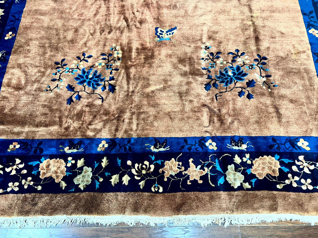 Antique Chinese Wool Rug 9x12, Large Peking Carpet, Handmade, Nichols Rug