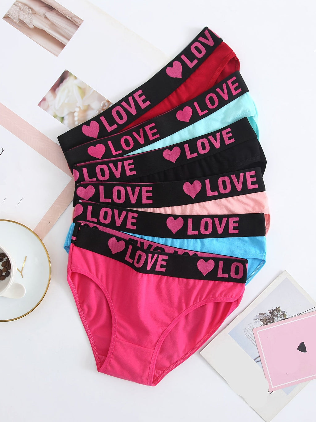 Soft Touch 6-Pack Seamless Bikini Briefs for Women – Colorful Drop Waist Cotton Panties with Stretch Fit & Alphabet Print – Women's Everyday Lingerie & Underwear Essentials for Summer