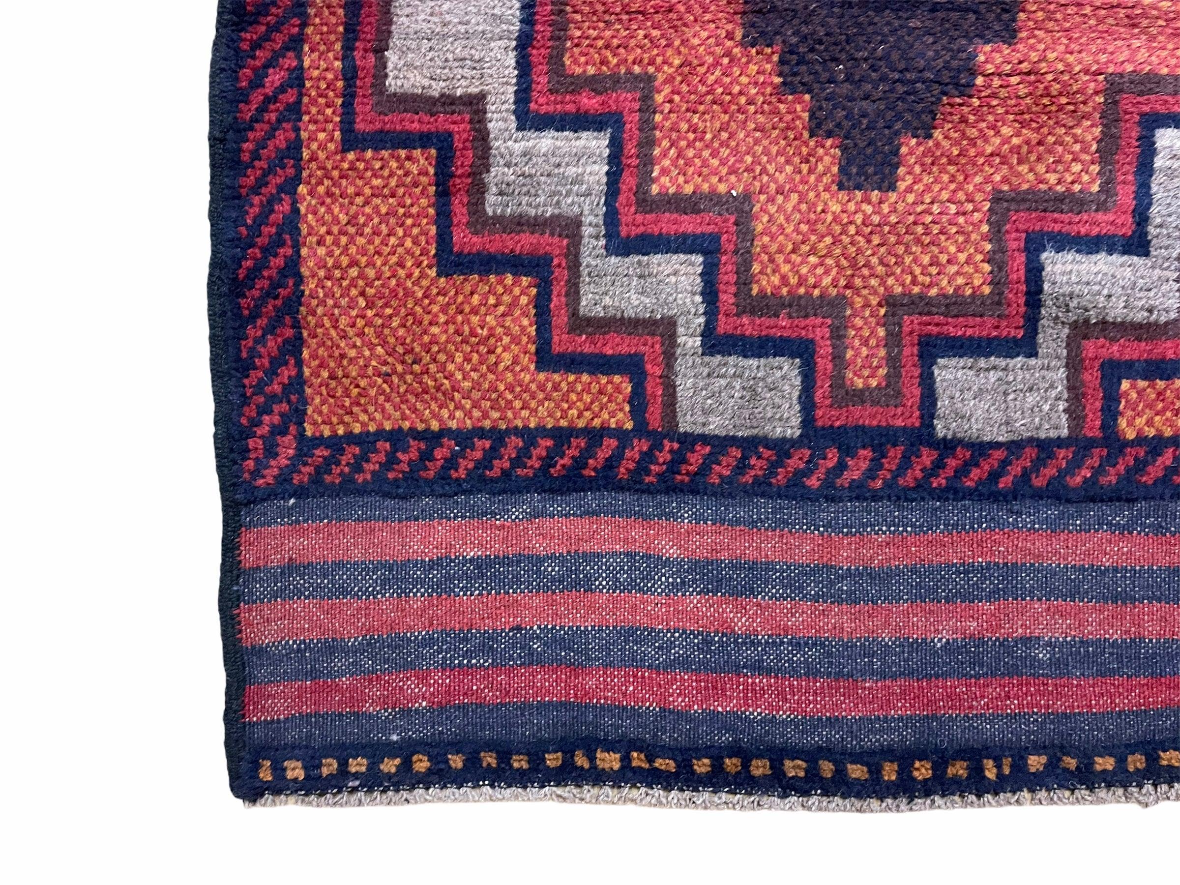 3X5 Vintage Handmade Tribal Wool Rug Balouchi Rug Afghan Rug Red 2' 8" X 4' 8"