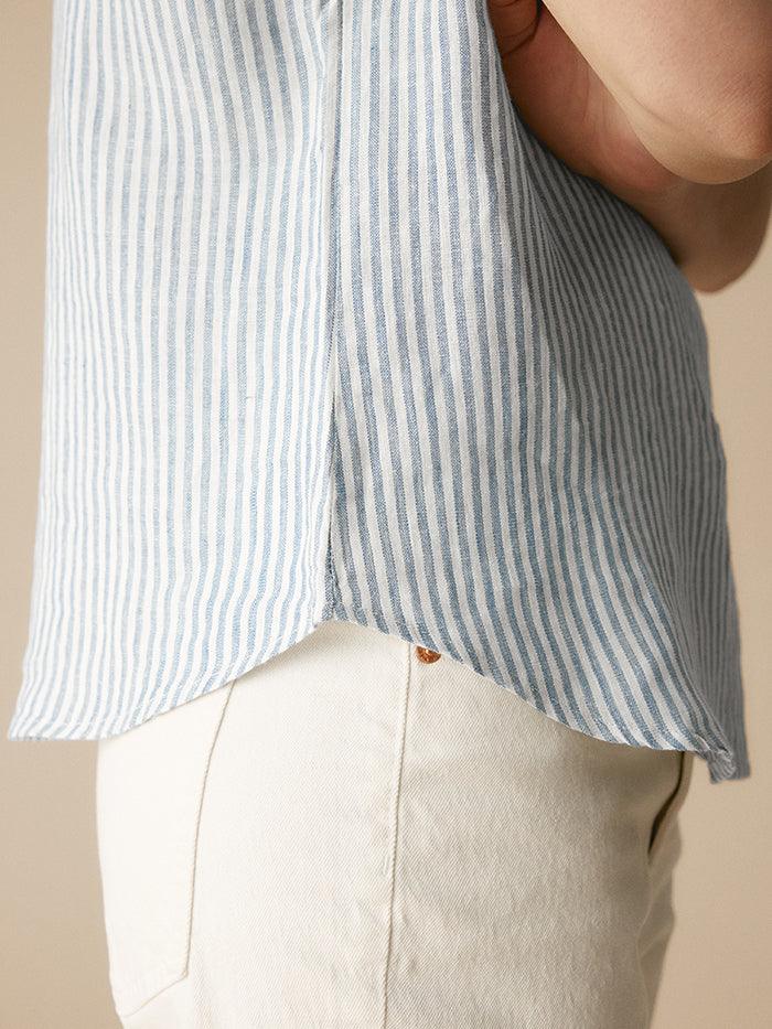 100% Linen Striped Classic Button-Front Shirt HUNTER