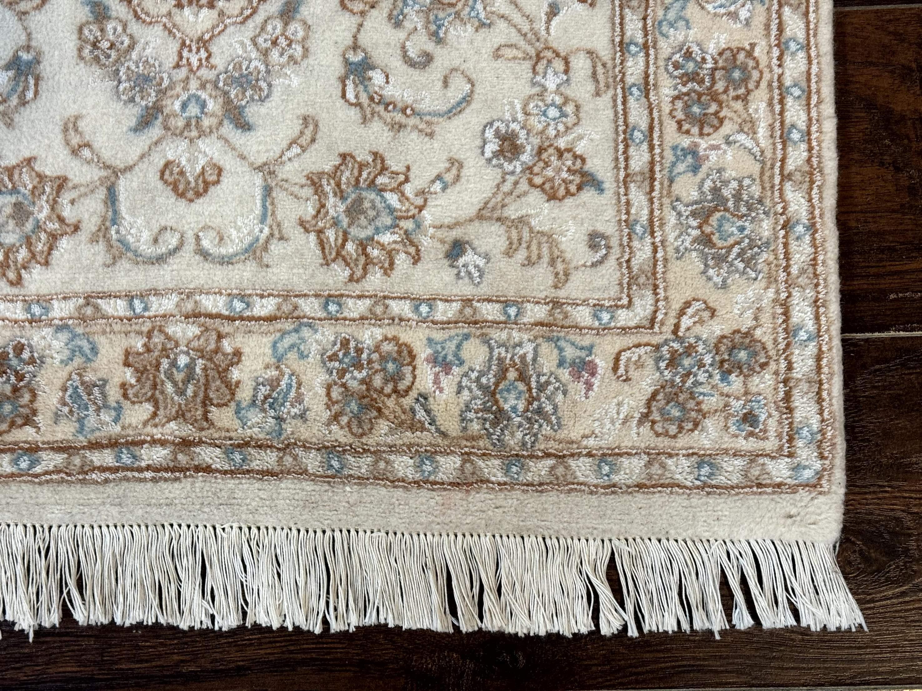 Small Persian Tabriz Rug 2.6 x 3.8, Vintage, Wool and Silk Highlights, Fine 225 KPSI