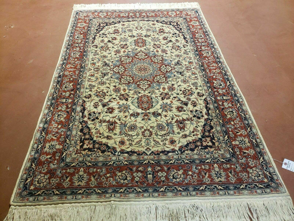 4' X 6' Handmade Ultra Fine Chinese Floral Oriental Wool Rug Hand Knotted Beige