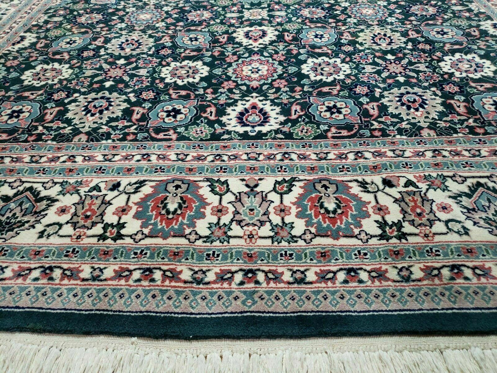 8' X 10' Handmade Indian Oriental Wool Rug Carpet Organic Dye Forest Green Nice