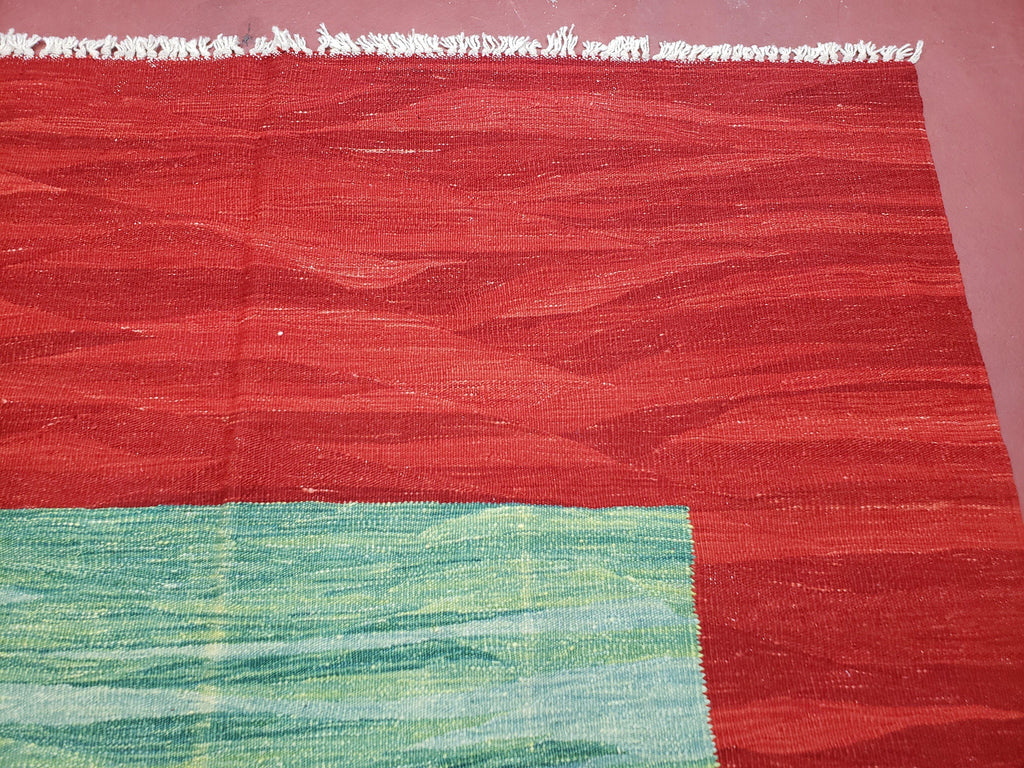 Red Turkish Kilim Rug, 5x7 - 6x8 Rugs, Red and Green Kilim Carpet, Kilim Area Rugs, Flatweave No Pile Rug, New Turkish Rug, Handmade Kilim