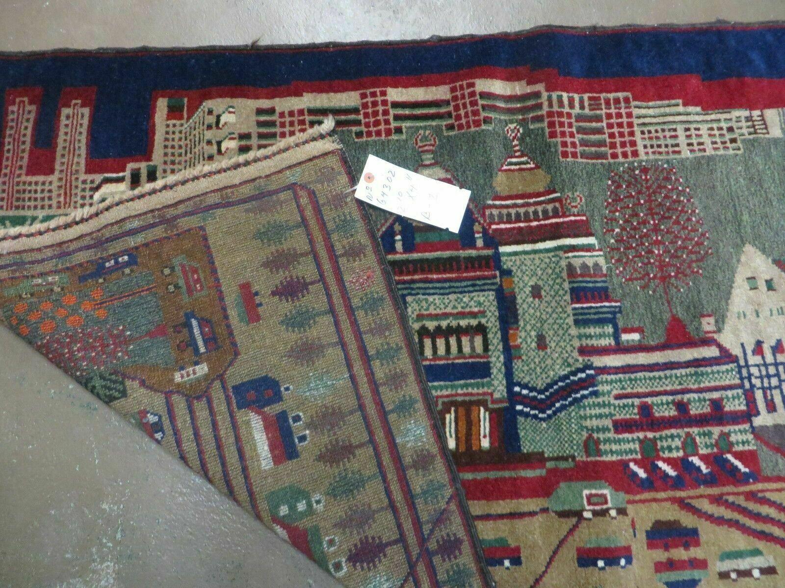 3' X 5' New Vintage Handmade Afghan Balouch Tribal Wool Pictorial Rug # 302