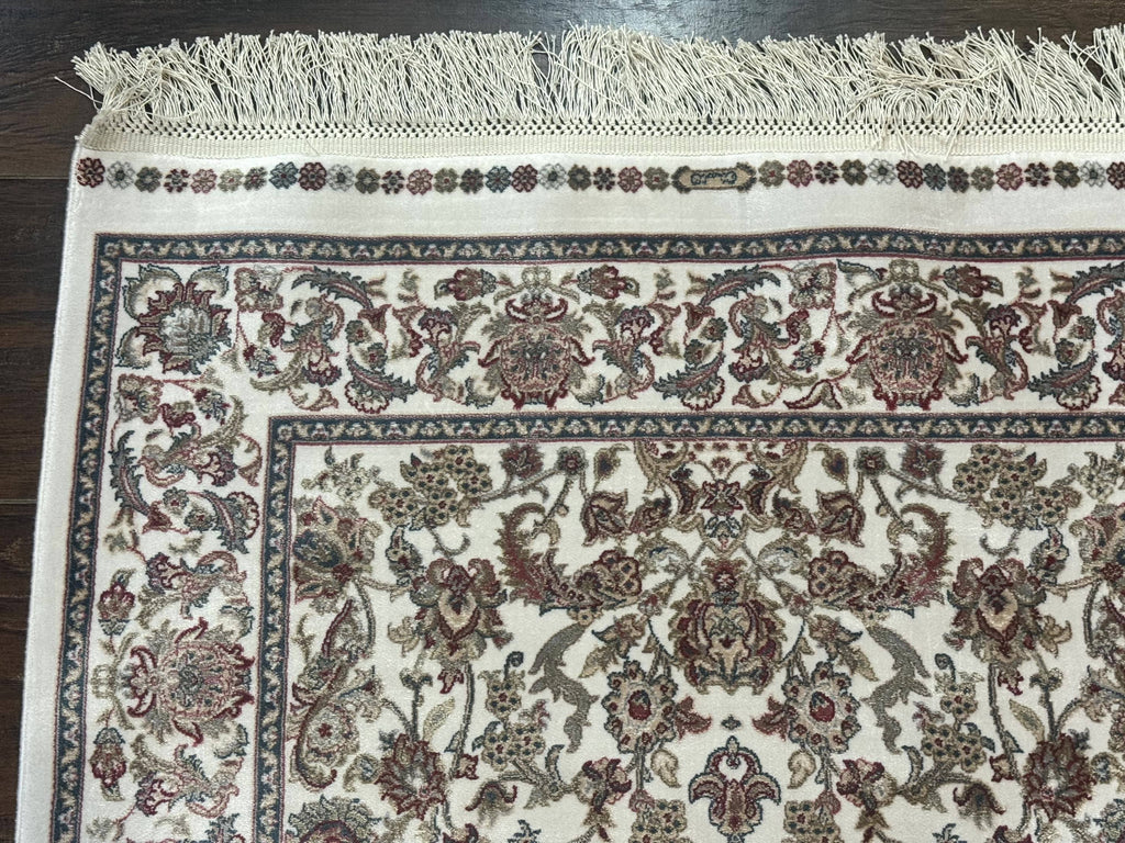 Small Turkish Silk Rug 2.6 x 4, Ivory, Allover Design, Bamboo Silk