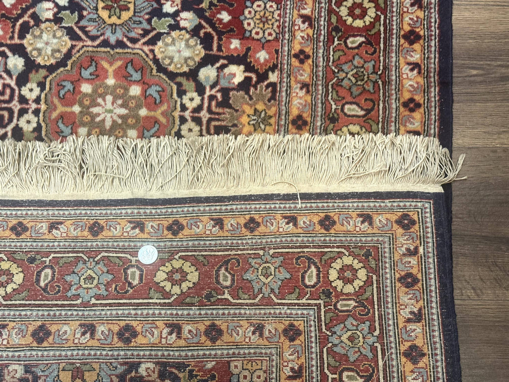 Turkish Hereke Rug 3x5, Navy Blue and Red, Fine 210 KPSI