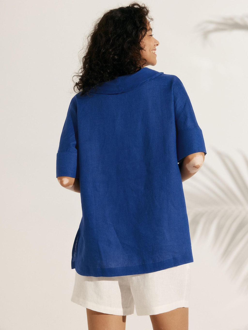 Linen V Neck Short Sleeve Shirt SIERRA