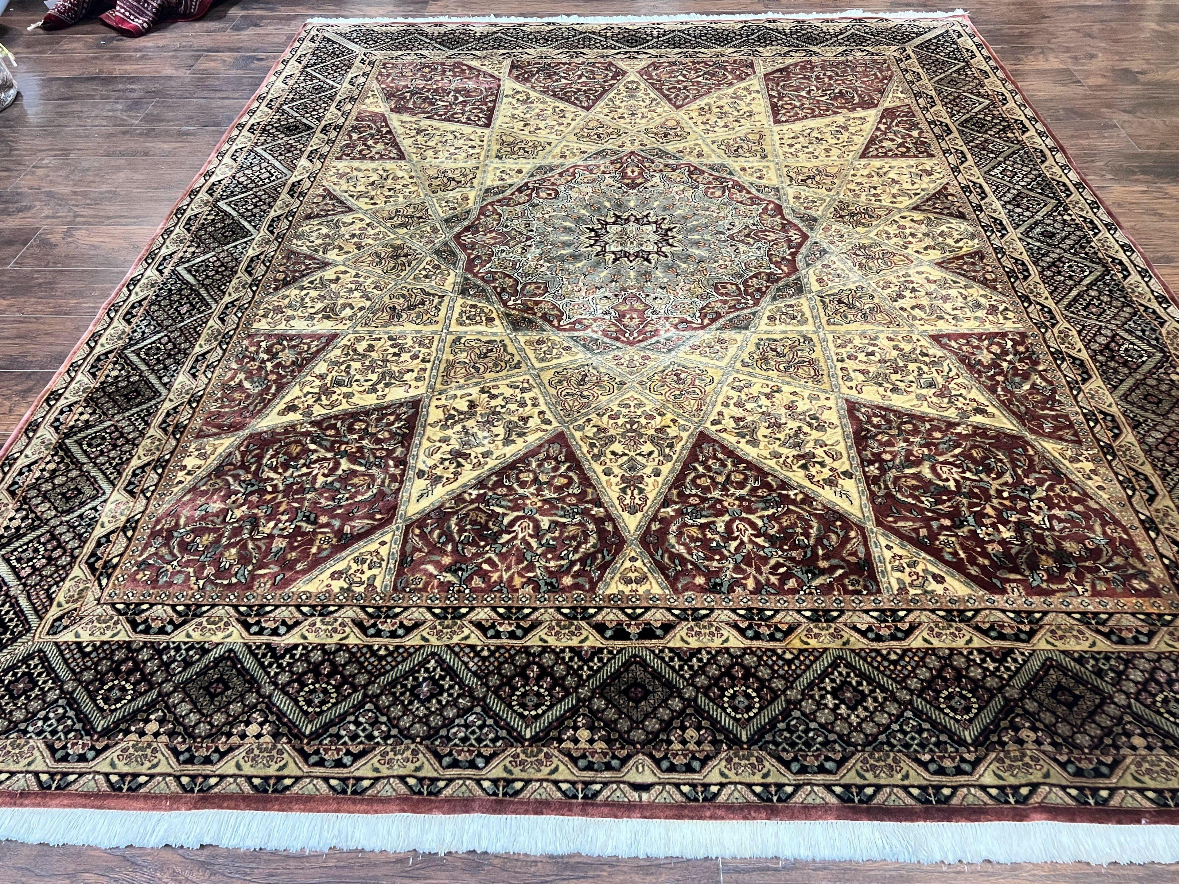 Indo Persian Rug 8x10, Dome Design, 210 KPSI, Handmade Vintage Wool Rug