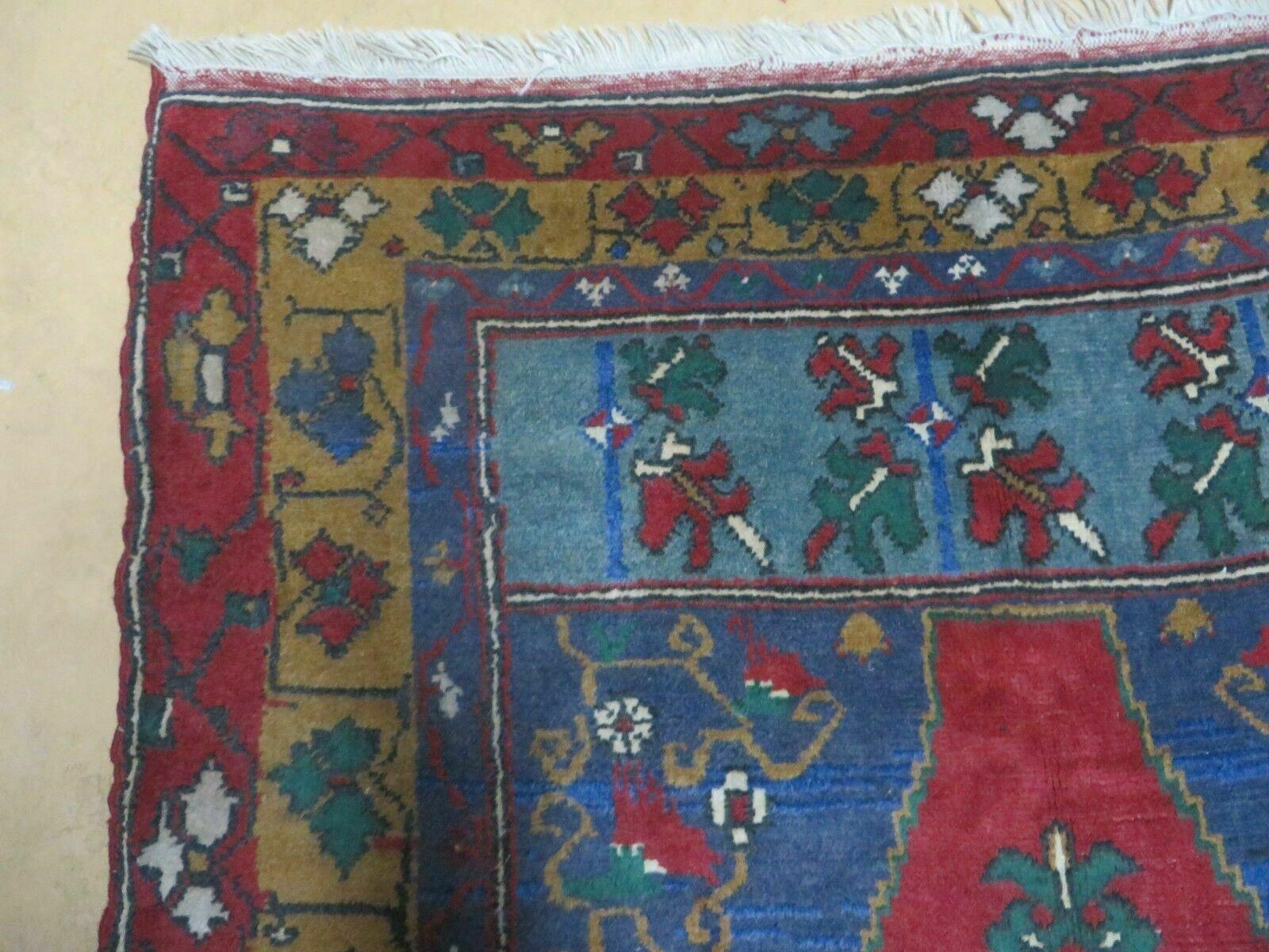 4' X 8' Vintage Handmade Turkish Kazak Pattern Wool Rug Carpet Nice # 105