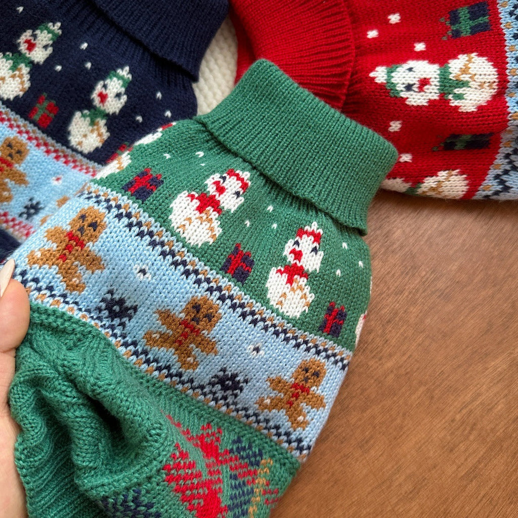 Christmas Snowman Gingerbread Man Pet Sweater