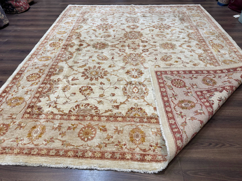 Pakistani Peshawar Rug 8x10, Pak Persian Traditional Oriental Carpet, Handmade, Wool, Allover Pattern