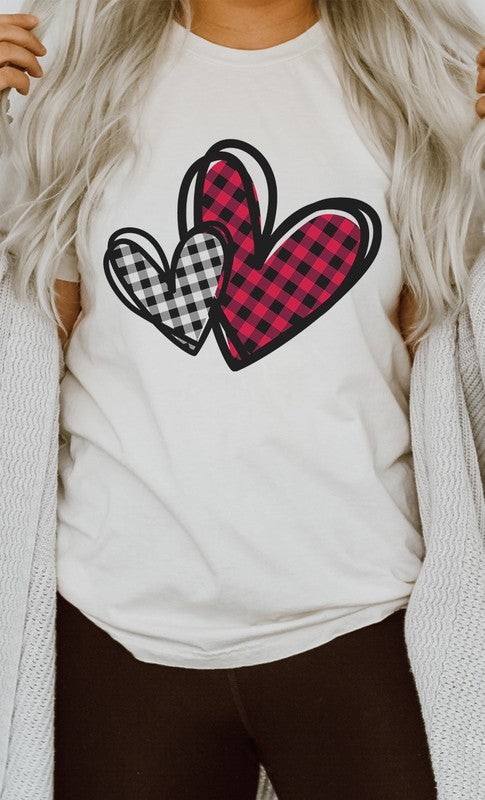 Plaid Heart Valentines PLUS SIZE Graphic Tee T-Shirt