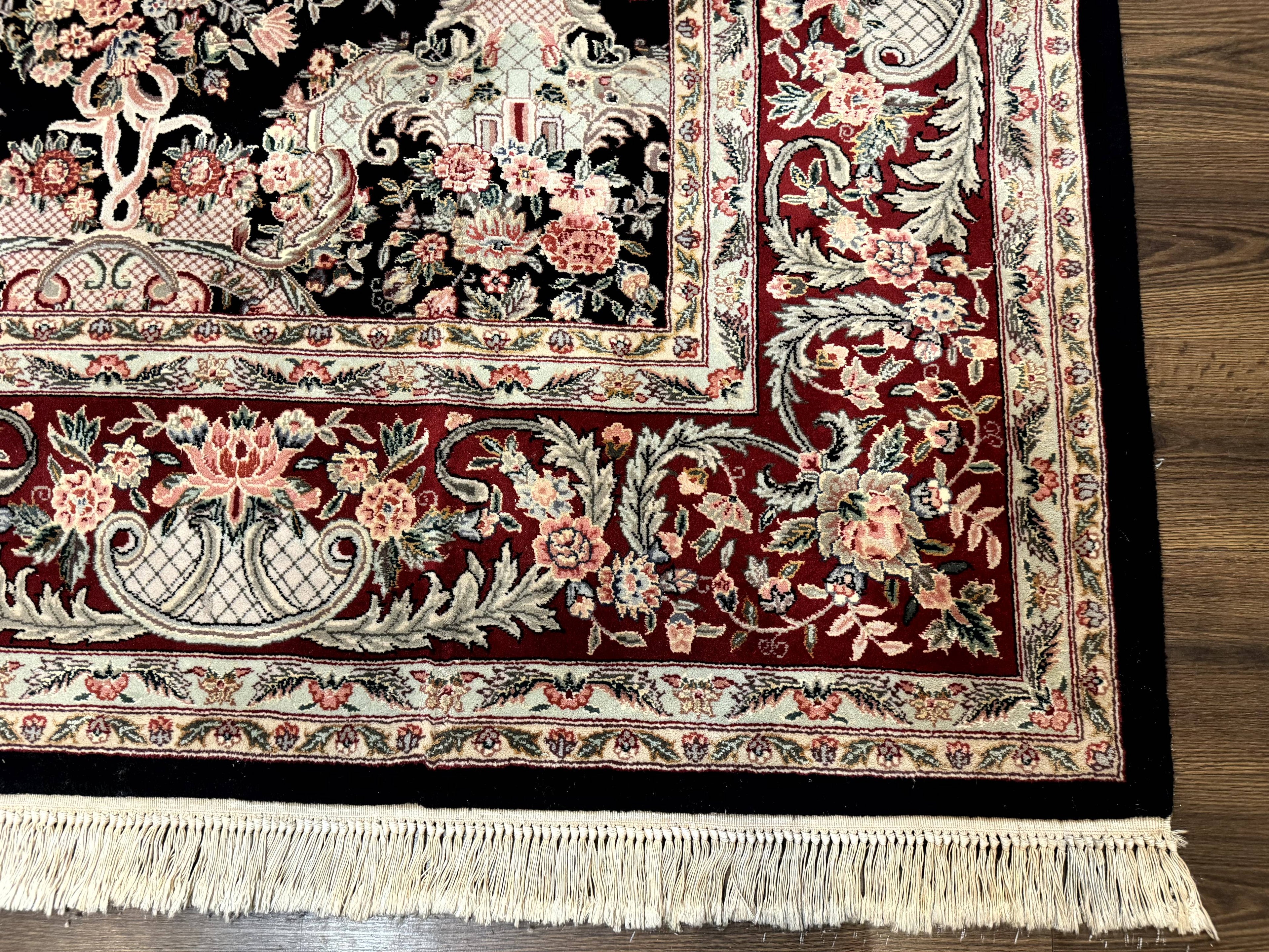Sino Persian Rug 9x12, Black, Floral Bouquets