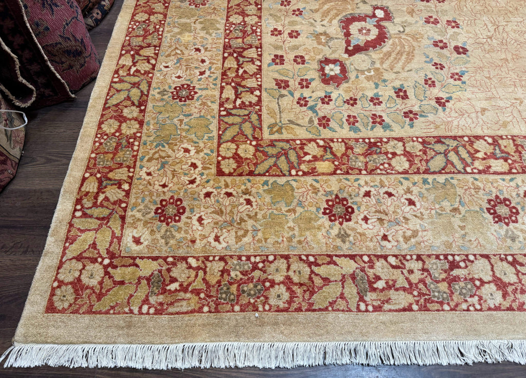 Palace Size Pak Persian Rug 13x17, Haji Jalili Design, Beige and Rust, Wool Hand Knotted, Fine 260 KPSI