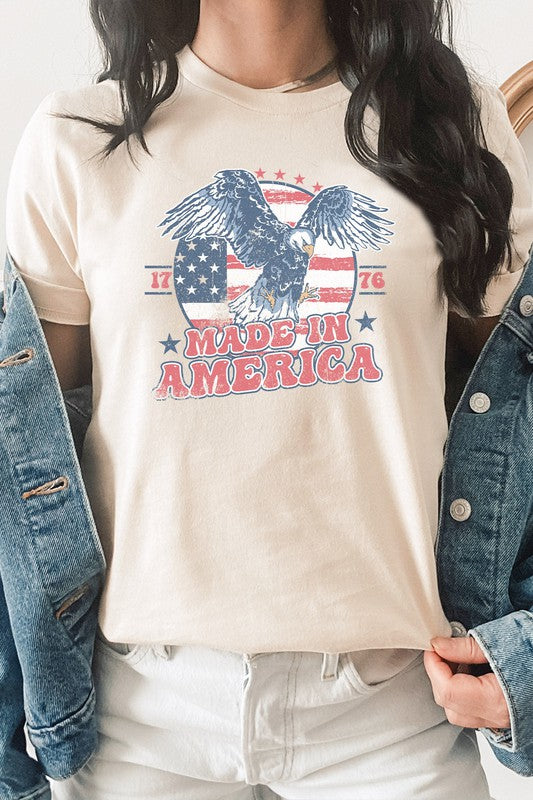 Retro Made In American 1776 Eagle Graphic Tee T-Shirt