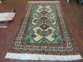 4' X 7' Vintage Handmade Knotted Rug India Caucasian Wool Soft Green Organic