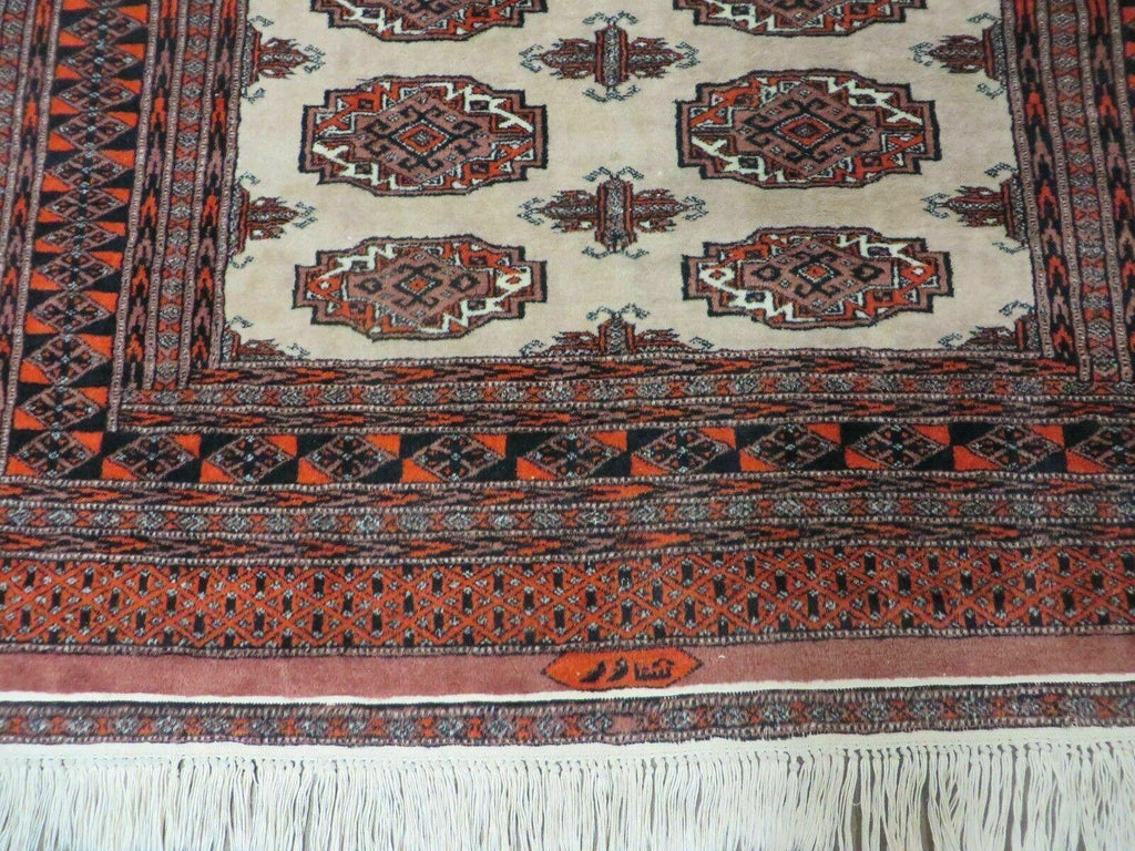 4' X 6' Vintage Handmade Bokhara Turkoman Pakistan Wool Rug Carpet Nice