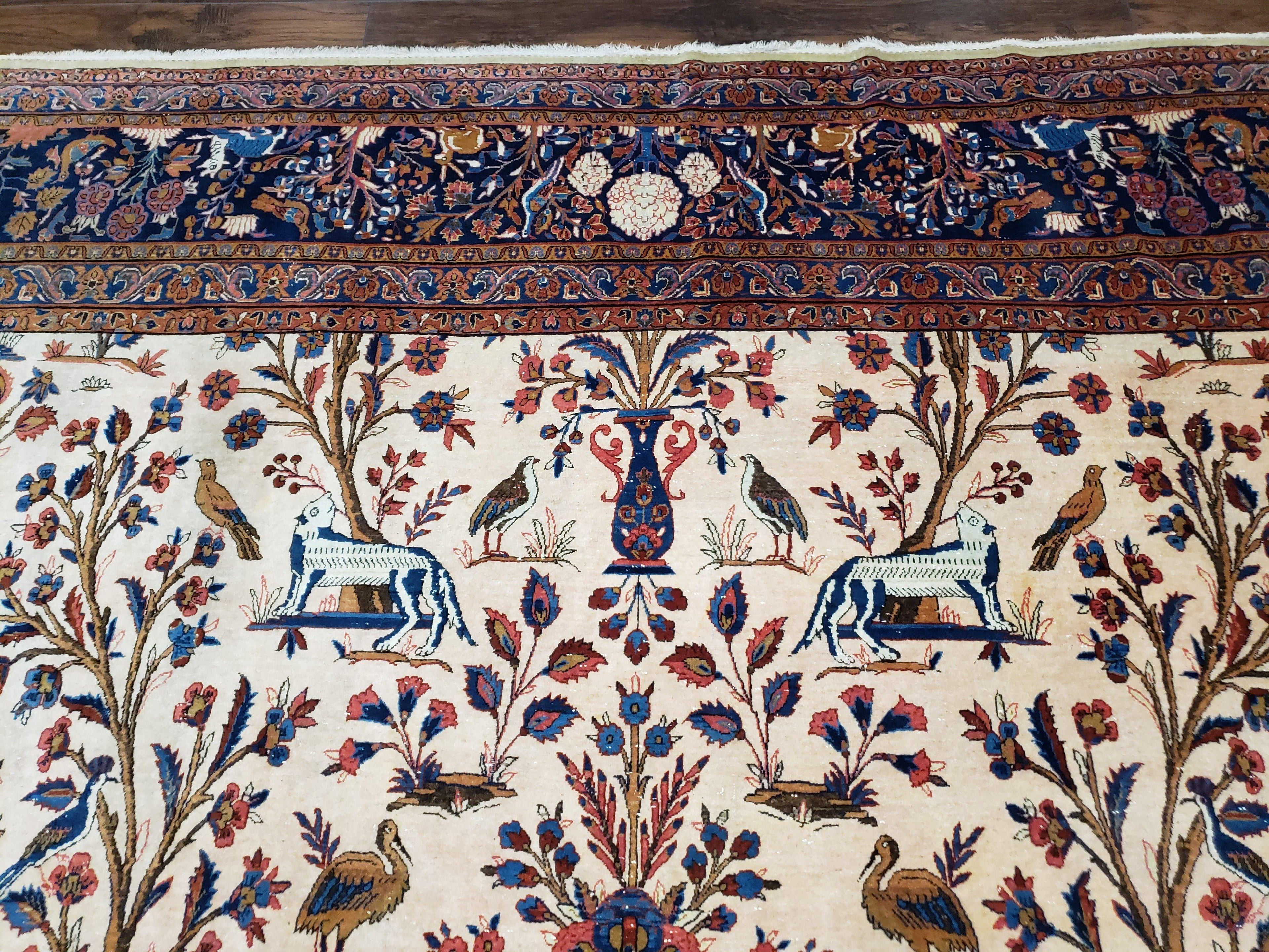 Antique Persian Kashan Tree of Life Rug 10x13