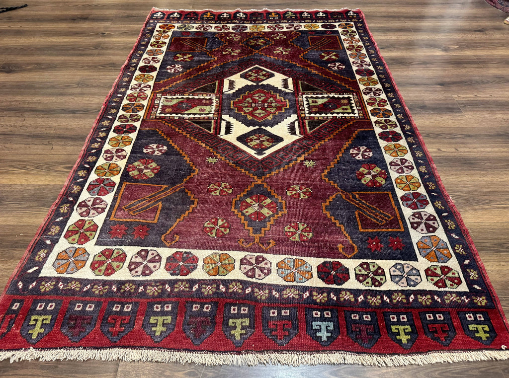 Turkish Kazak Rug 5x7, Geometric