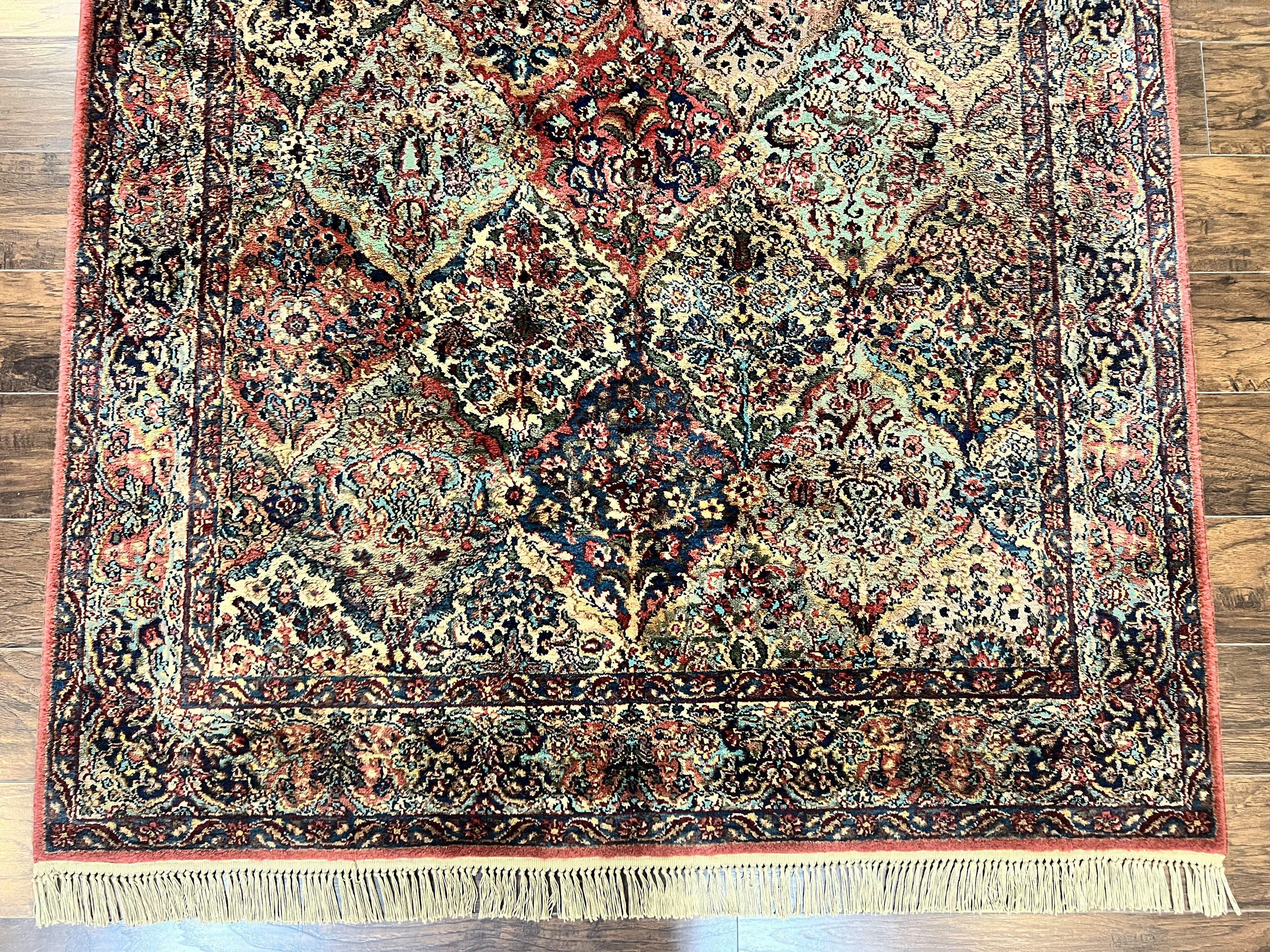 Karastan Rug 5.9 x 9, Multicolor Panel Kirman Rug #717, Wool Original Karastan Collection 700 Series, Vintage Karastan Area Rug