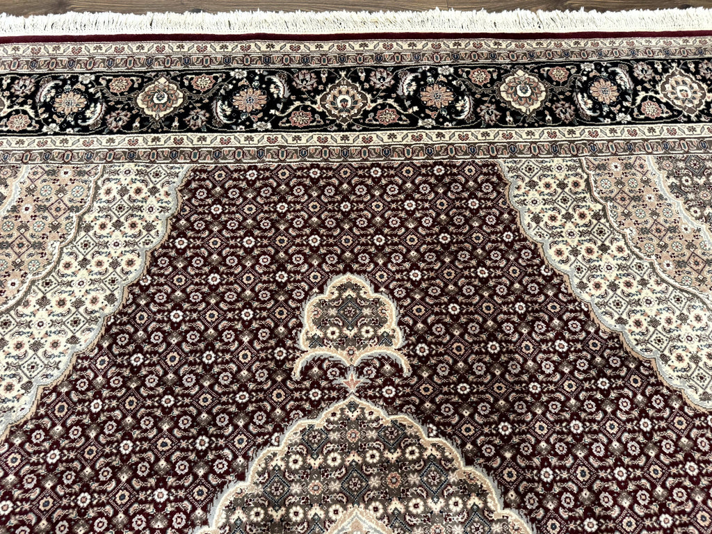 Sino Persian Rug 8x10, Herati, Elegant Oriental Carpet, Dark Maroon