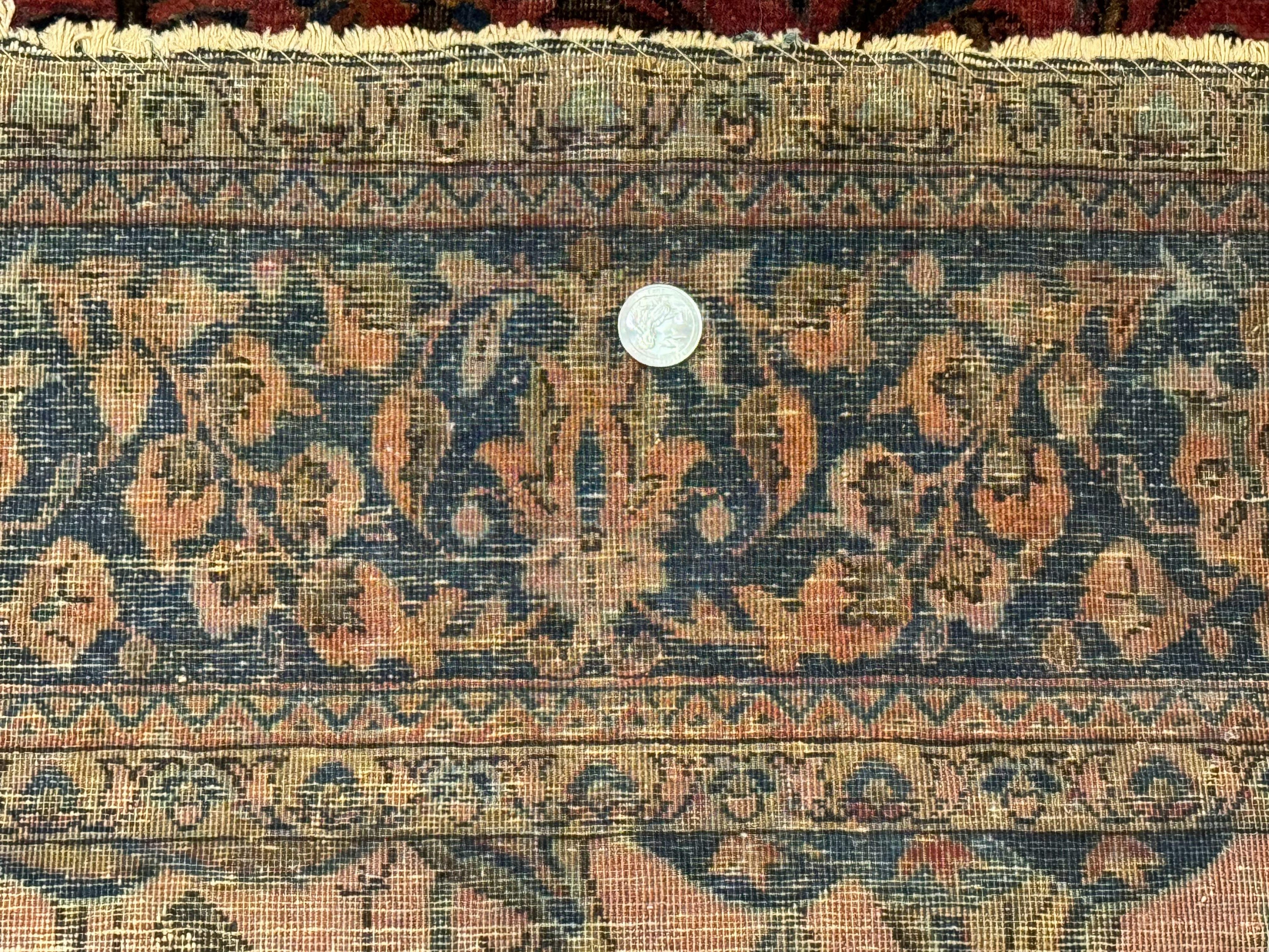Antique Persian Tree of Life Rug 3x5, Manchester Wool, Bird Pictorials, Fine 240 KPSI, Red Navy Blue