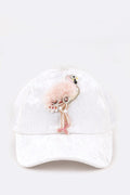 Flamingo Distressed Velour Cap
