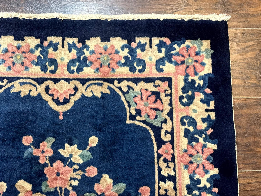 Chinese Rug 3x6, Peking Rug, Blue Chinese Wool Rug, Fete Rug