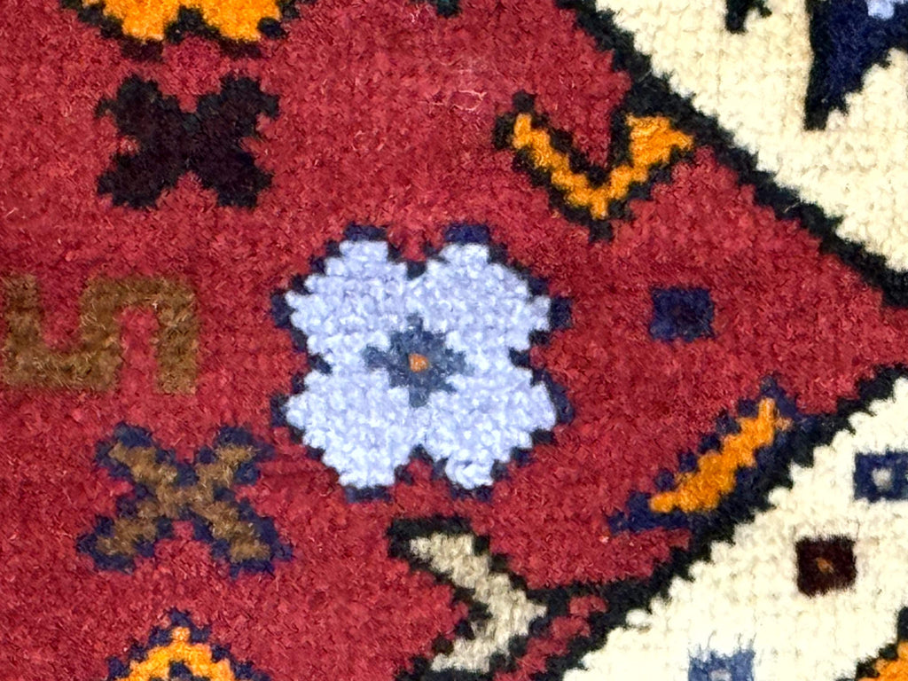 Small Persian Tribal Rug, Red and Ivory, Baluch Rug