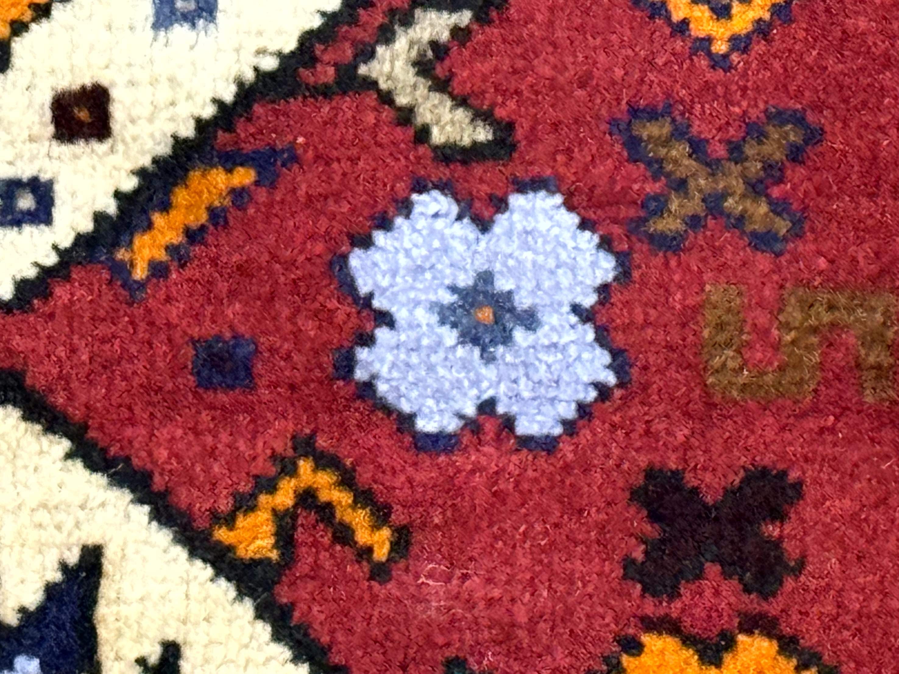 Small Persian Tribal Rug, Red and Ivory, Baluch Rug