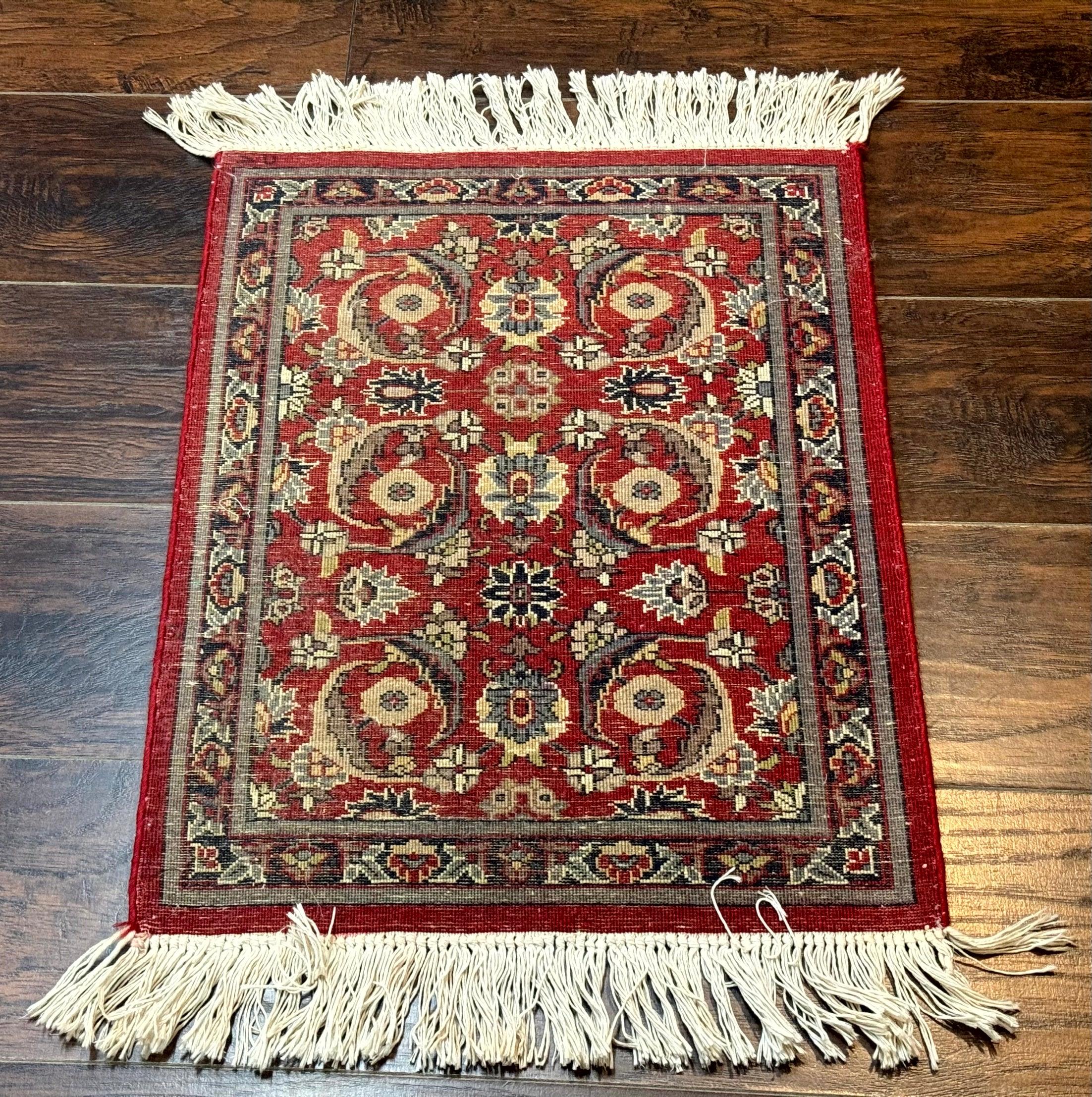 Small Pak Persian Handmade Wool Rug 1.7 x 2, Red