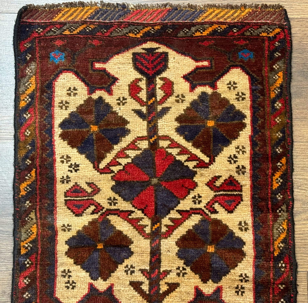 Small Persian Baluchi Tribal Rug, Tan, Handmade