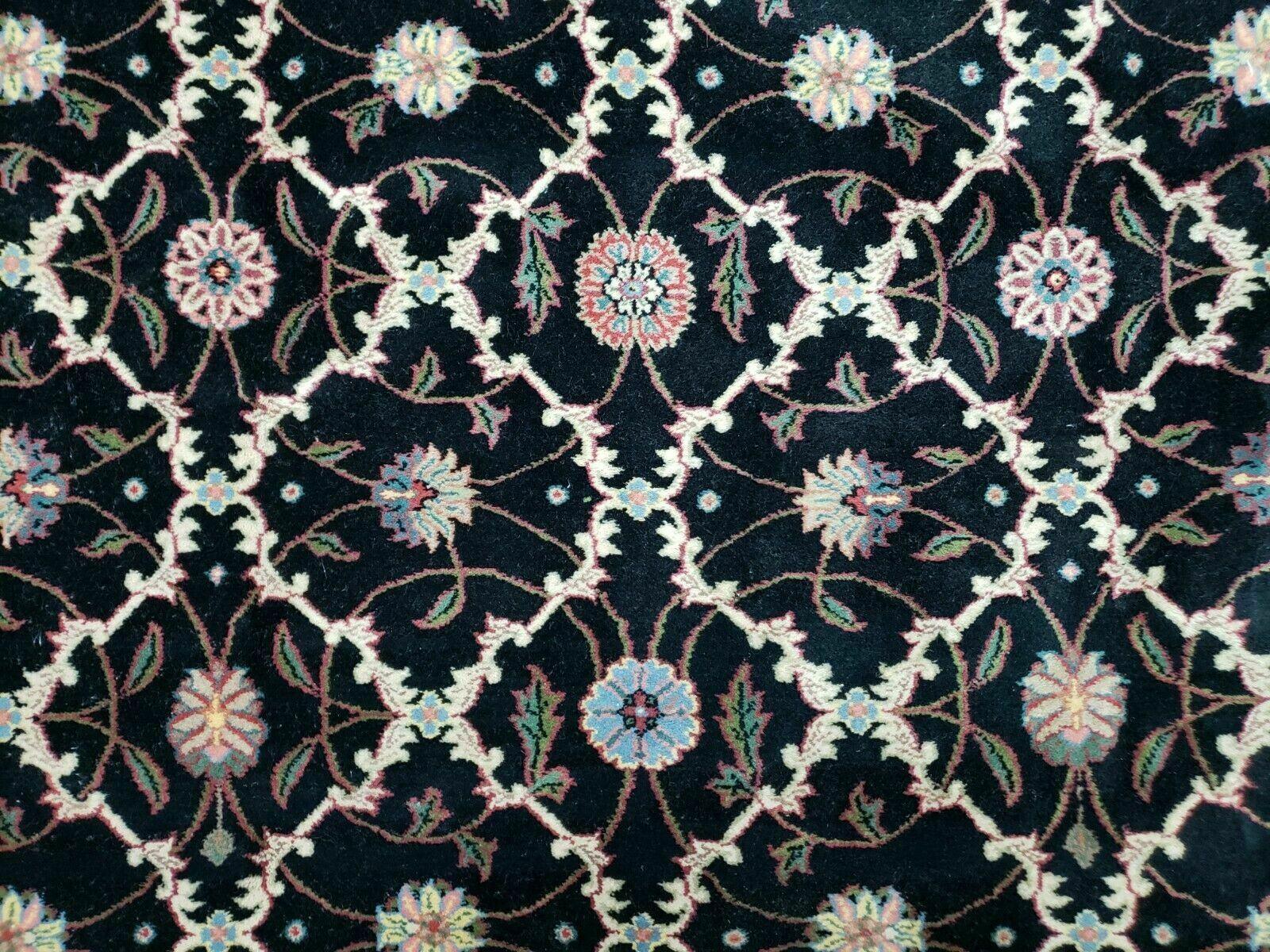6' X 9' Handmade India Floral Oriental Wool Rug Carpet Hand Knotted Nice Black