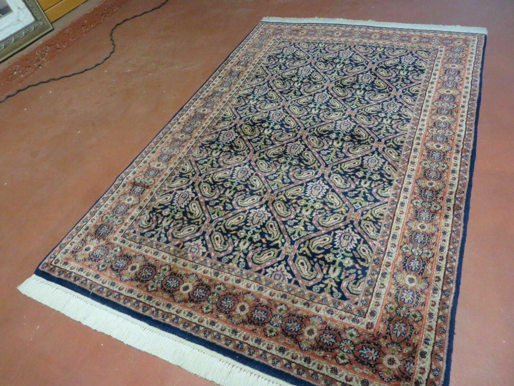 4' X 6' Vintage Fine Handmade India Floral Oriental Wool Rug Carpet Blue Red