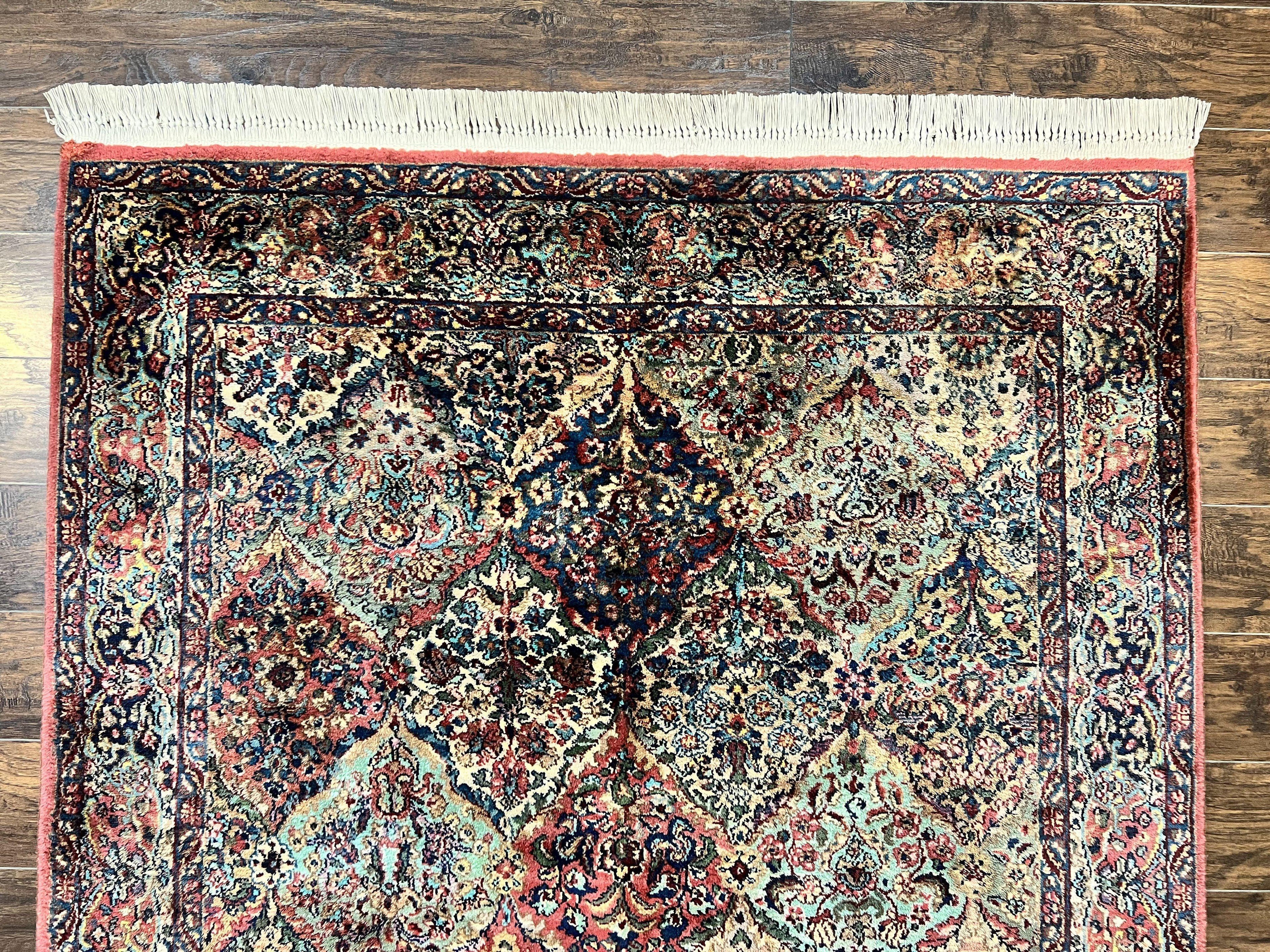 Karastan Rug 5.9 x 9, Multicolor Panel Kirman Rug #717, Wool Original Karastan Collection 700 Series, Vintage Karastan Area Rug