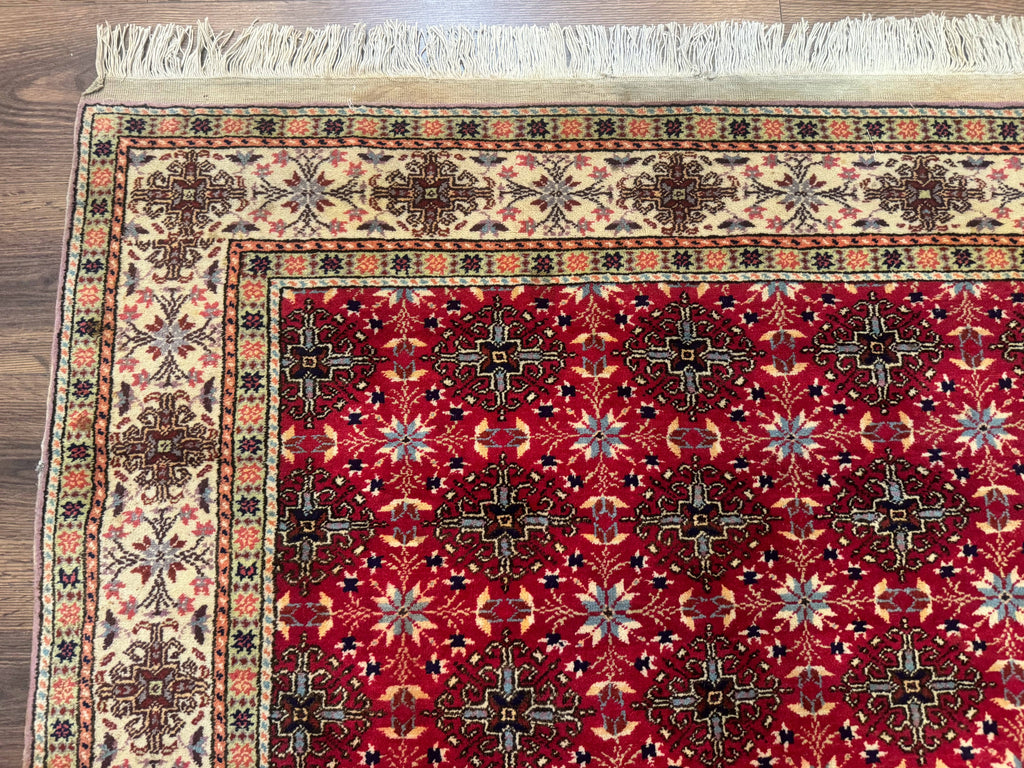 Turkish Sivas Rug 4x6, Red and Cream, Allover Design, Handmade Vintage